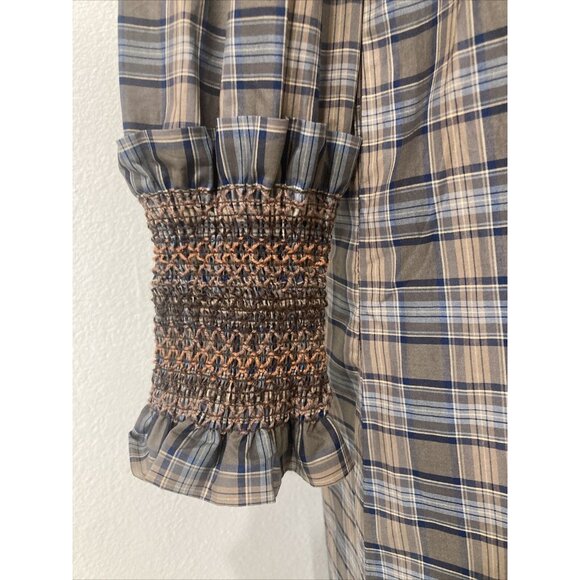 Plaid Long-Sleeve Dress with Bow Tie - Picture 5 of 11